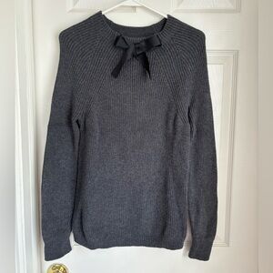 NWOT J. Crew Gayle Bow-neck Sweater in Charcoal Gray
